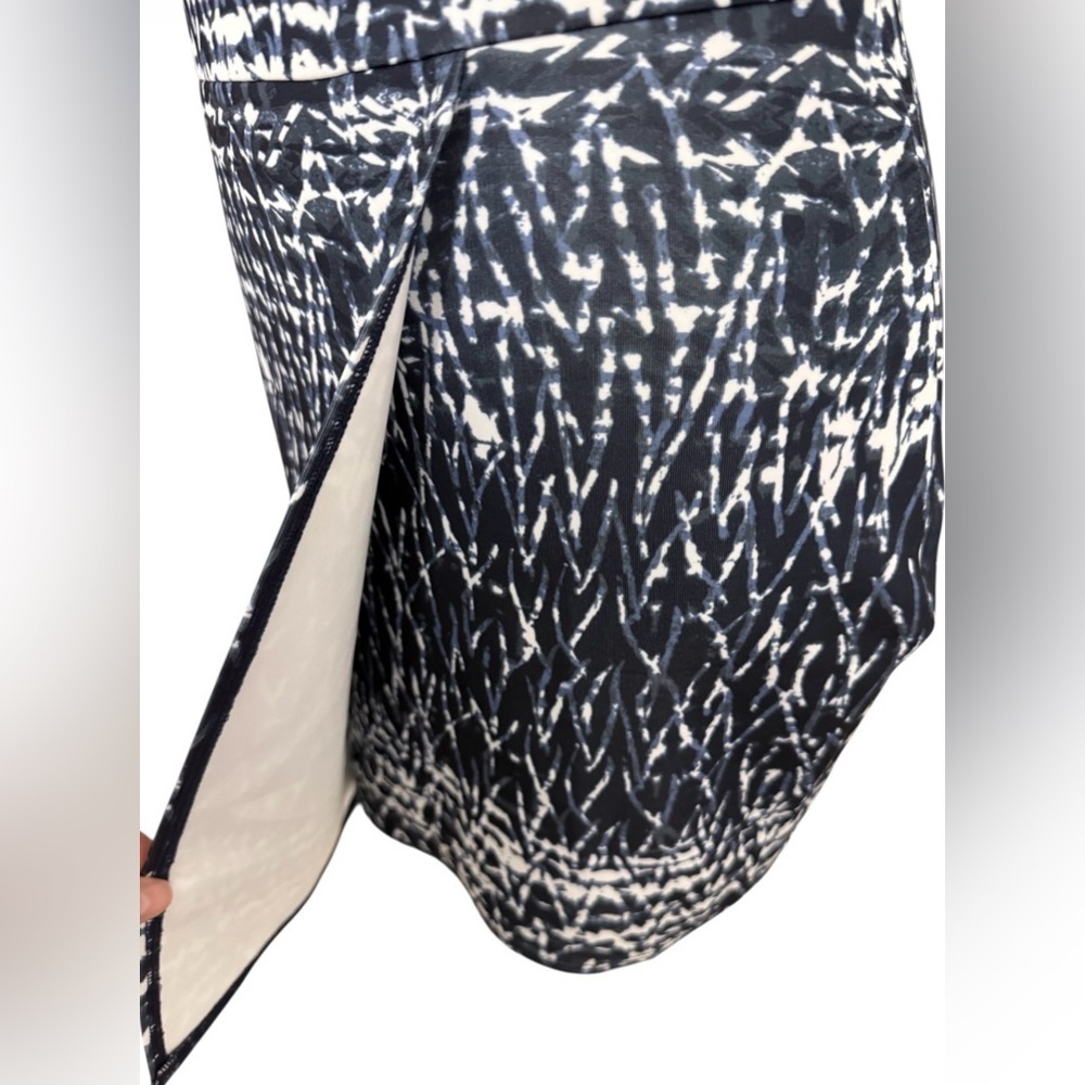Y2K ABERCROMBIE & FITCH BLUE WHITE ABSTRACT BODYCON MINI DRESS SIZE S STRETCH - Picture 4 of 8